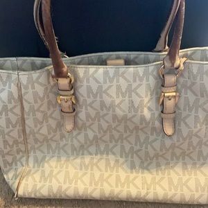 Large MK light tan logo purse